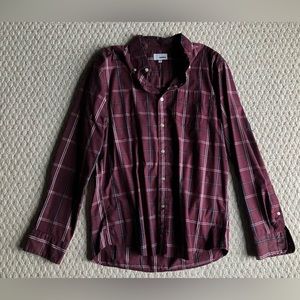 Men’s Sonoma Medium Button-Up Dress Shirt Dark Red/Burgundy with pocket